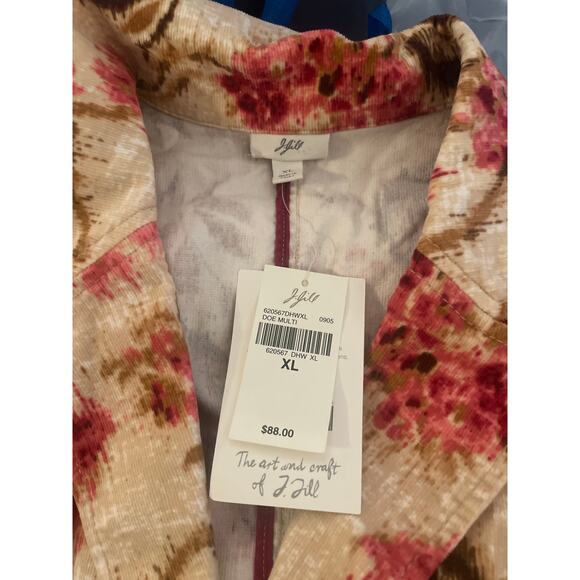 J Jill Floral Suede Like Blazer Size XL Multicolor Button Down Long Sleeve - Picture 7 of 8